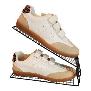 NWT DV Dolce Vita Women's Quick Velcro Sneakers Cream Tan Leopard Print